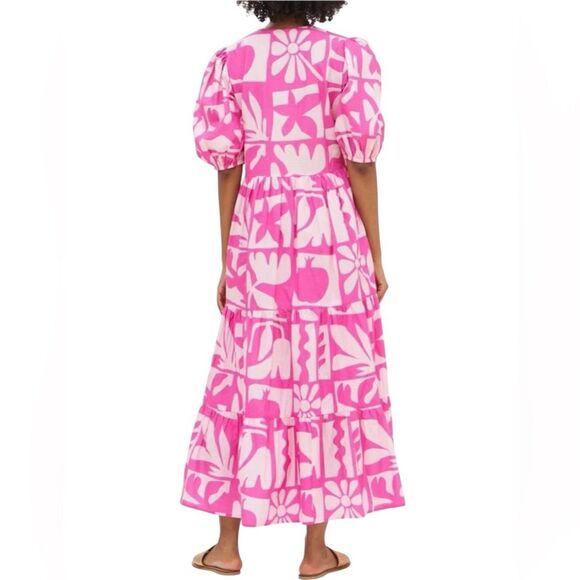 Oliphant Tuckernuck Munthe Puff Sleeve Maxi Dress in Twiggy Pink Floral Size XS - Picture 2 of 14